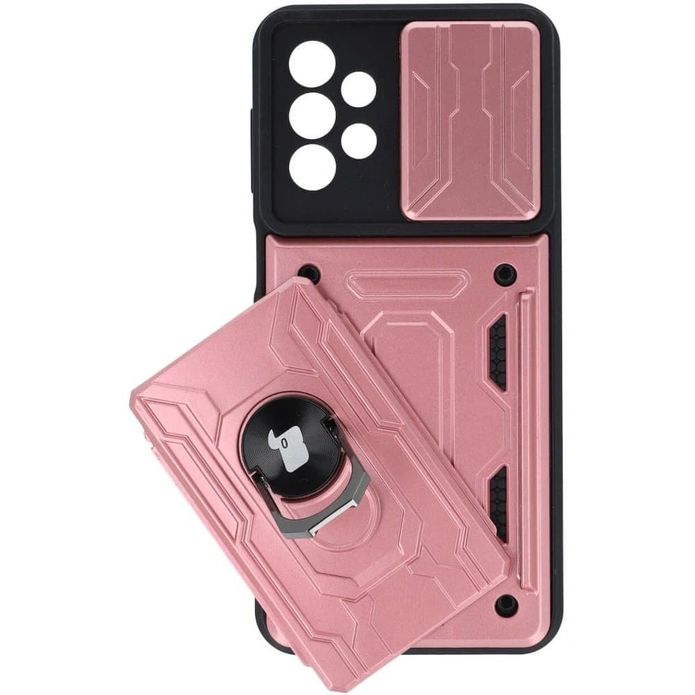 Etui Bizon Case Camshield Card Slot Ring do Galaxy A23 5G / 4G, jasnoróżowe - 4