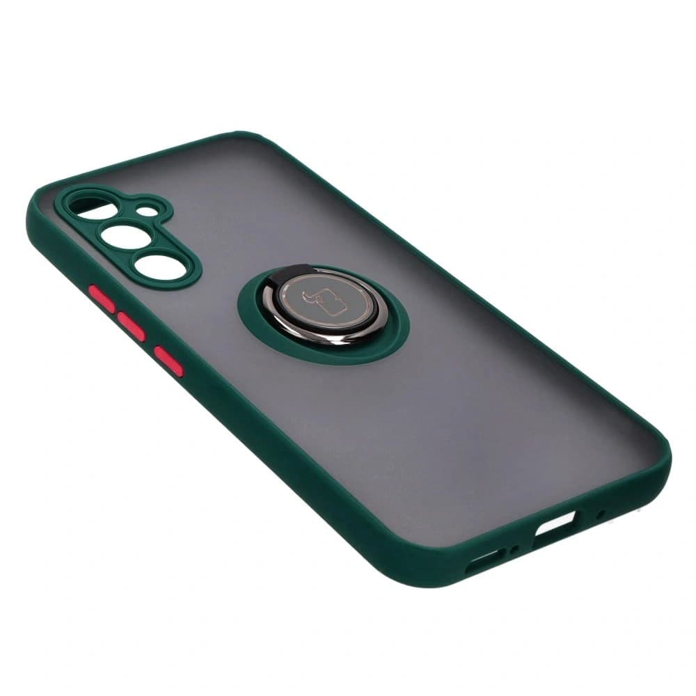 Etui s úchytem na prst Bizon Case Hybrid Ring pro Samsung Galaxy A54 5G kouřové s tmavě zeleným rámem - 4
