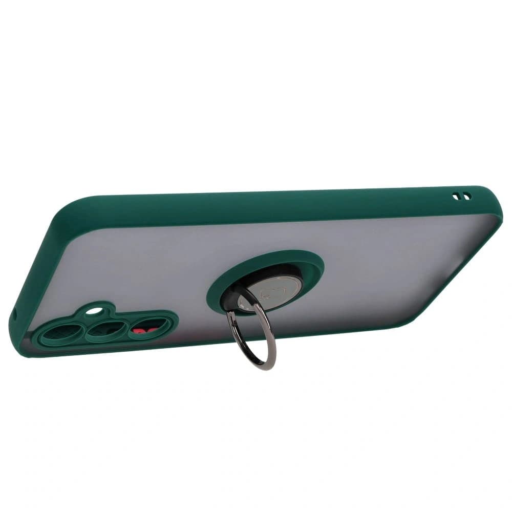 Etui s úchytem na prst Bizon Case Hybrid Ring pro Samsung Galaxy A54 5G kouřové s tmavě zeleným rámem - 5