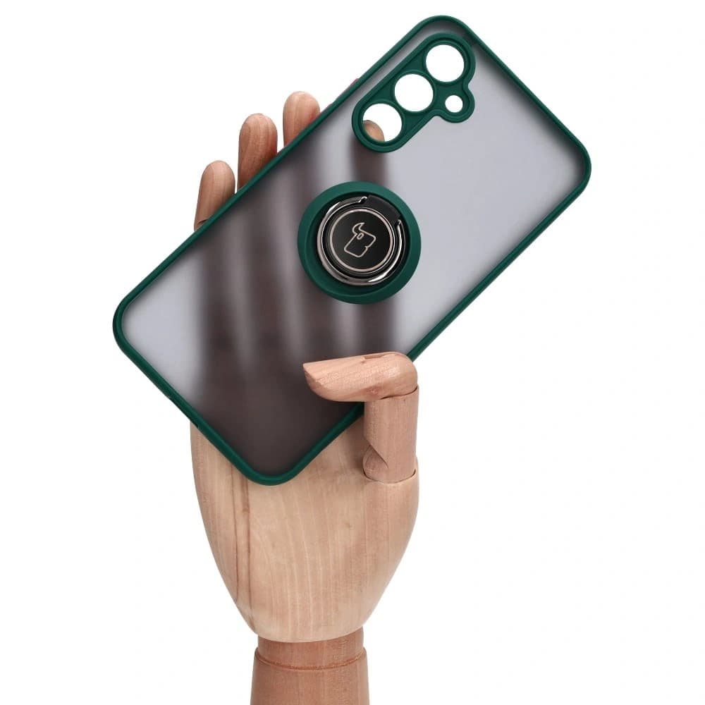 Etui s úchytem na prst Bizon Case Hybrid Ring pro Samsung Galaxy A54 5G kouřové s tmavě zeleným rámem - 6