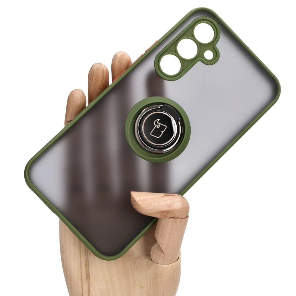 Bizon Case Hybrid Ring Samsung Galaxy A54 5G smoky with a green frame - 1