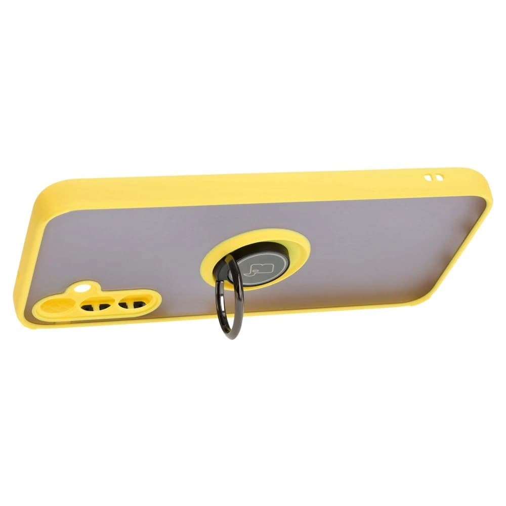 Bizon Case Hybrid Ring Samsung Galaxy M14 5G rauchig mit einem gelben Rahmen - 5
