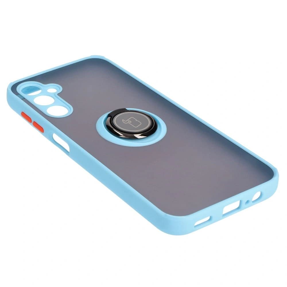 Bizon Case Hybrid Ring Samsung Galaxy M14 5G rauchig mit einem hellblauen Rahmen - 4