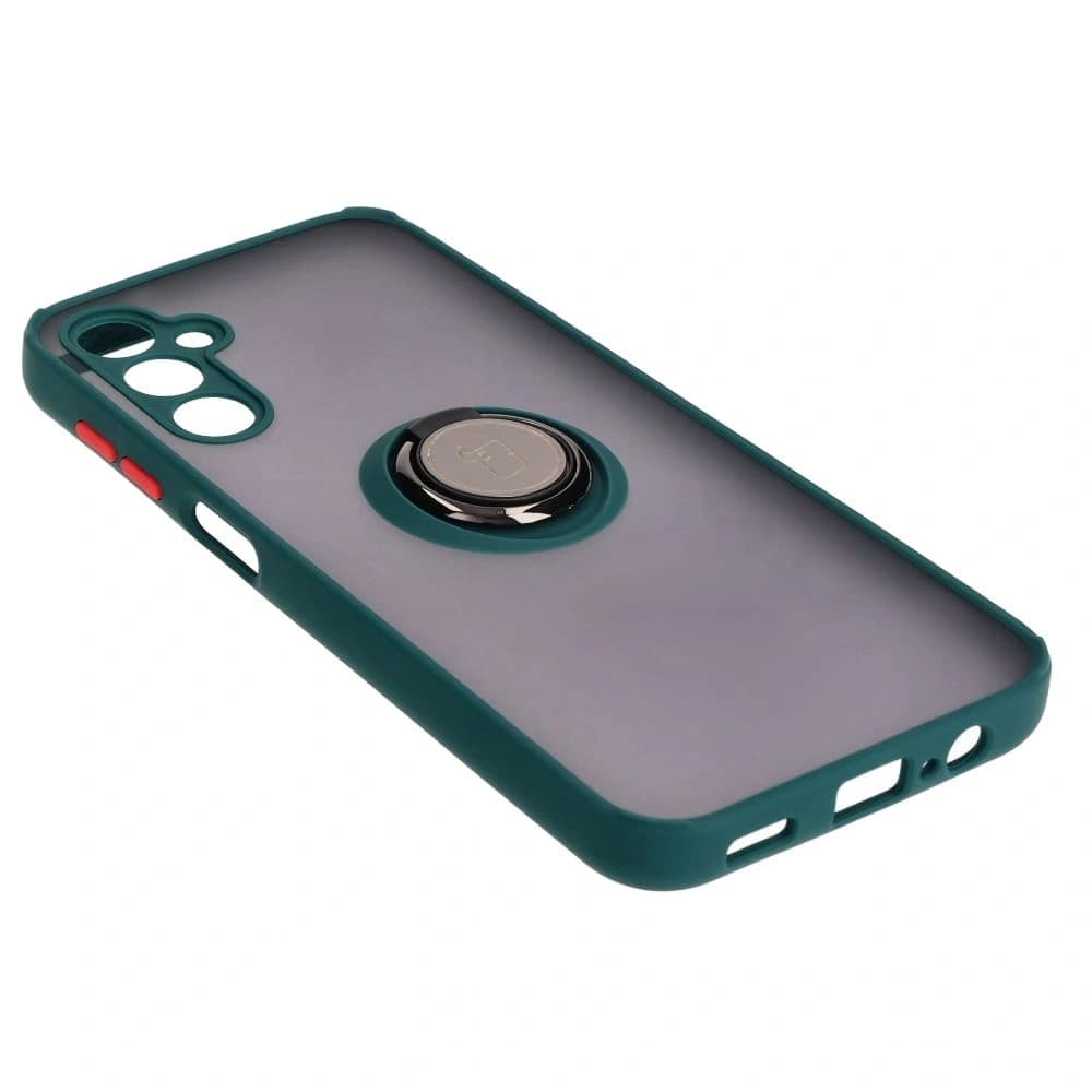 Bizon Case Hybrid Ring Samsung Galaxy M14 5G rauchig mit einem dunkelgrünen Rahmen - 4