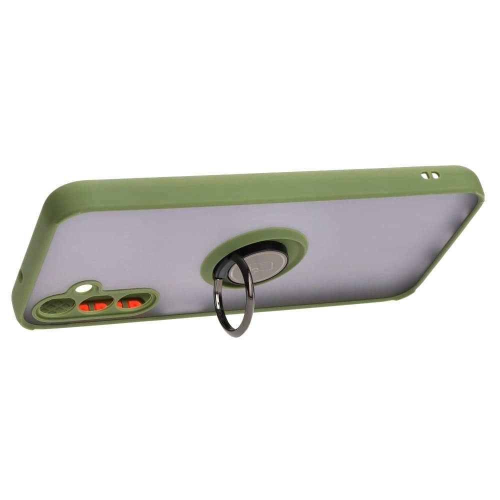 Bizon Case Hybrid Ring Samsung Galaxy M14 5G rauchig mit einem grünen Rahmen - 5