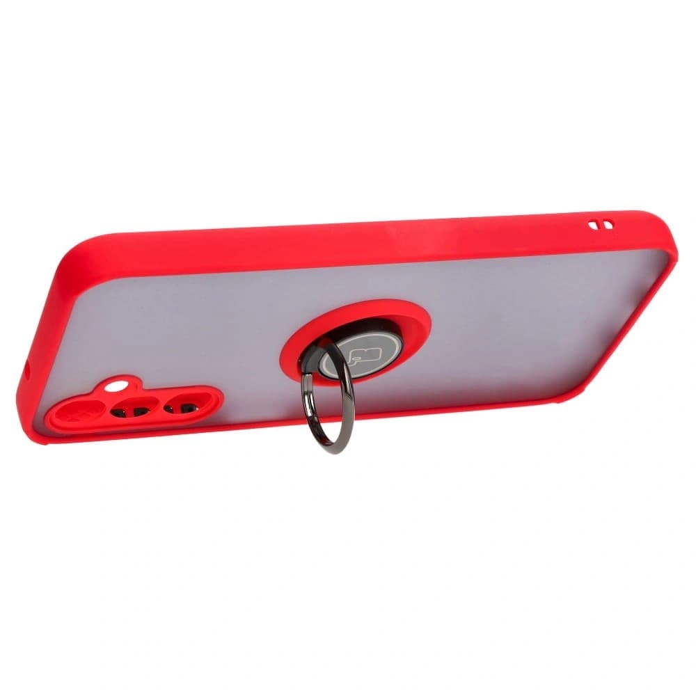 Bizon Case Hybrid Ring Samsung Galaxy M14 5G rauchig mit einem roten Rahmen - 5