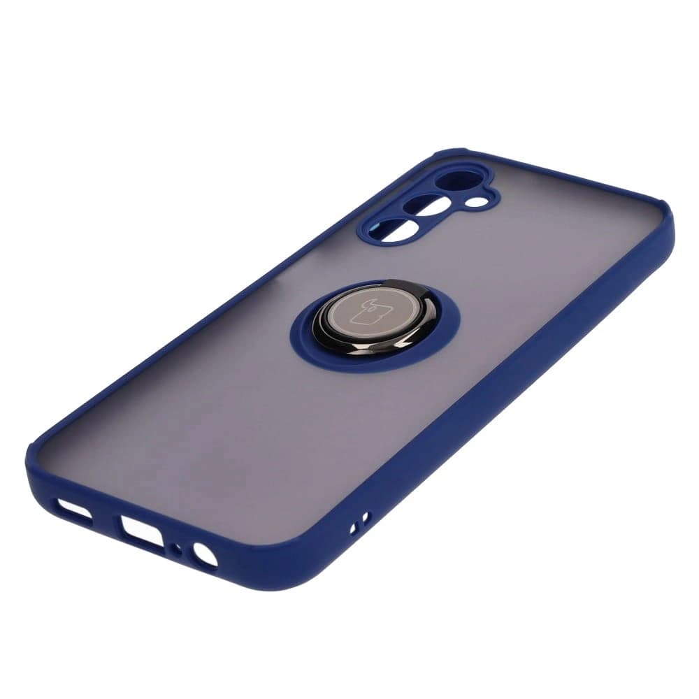 Bizon Case Hybrid Ring Samsung Galaxy M14 5G rauchig mit einem navyblauen Rahmen - 3