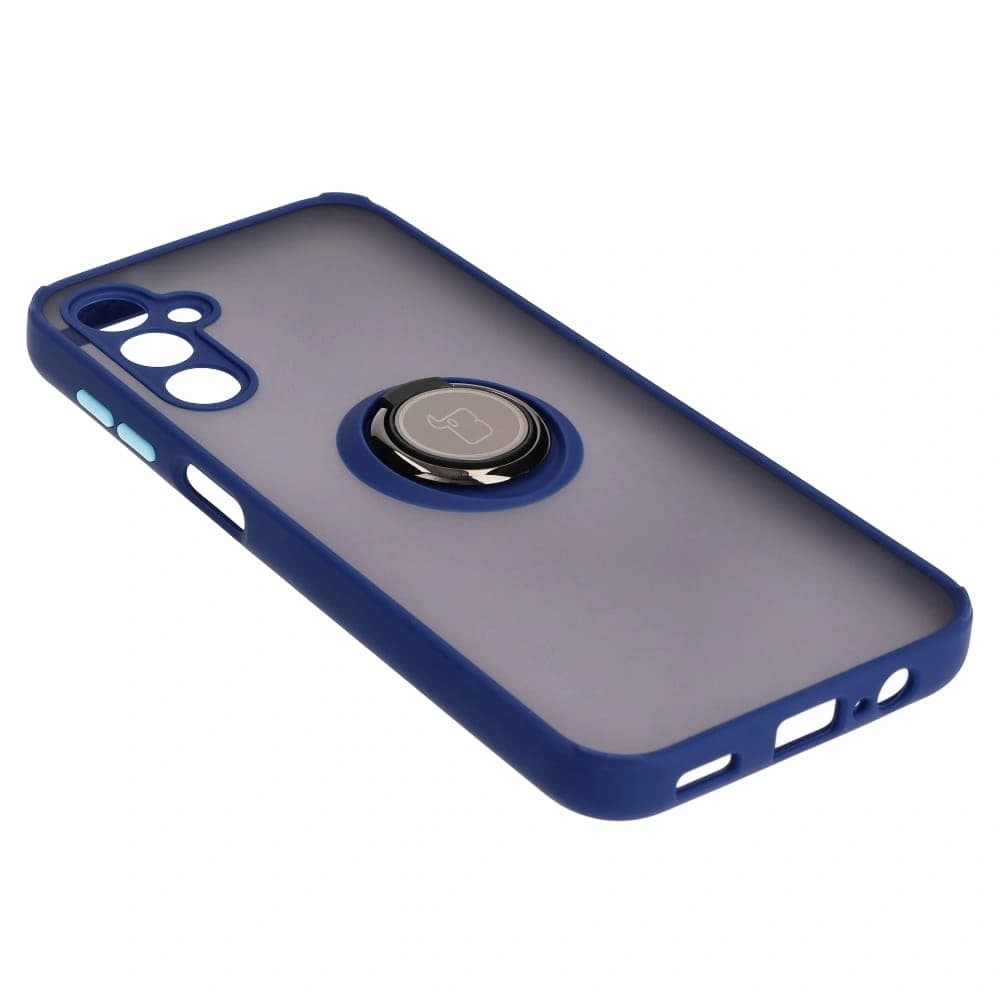 Bizon Case Hybrid Ring Samsung Galaxy M14 5G rauchig mit einem navyblauen Rahmen - 4