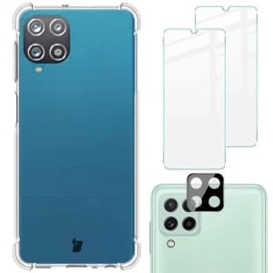 Bizon Case Clear Pack case + 2x screen glass + lens glass Samsung Galaxy A22 4G / M22 clear