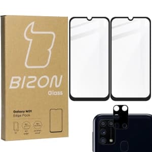 Bizon Glass Edge 2x tempered glass + lens protection Samsung Galaxy M31 black