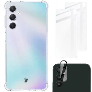 Bizon Case Clear Pack Hülle + 2x Bildschirmschutzglas + Linsenglas Samsung Galaxy M54 5G klar
