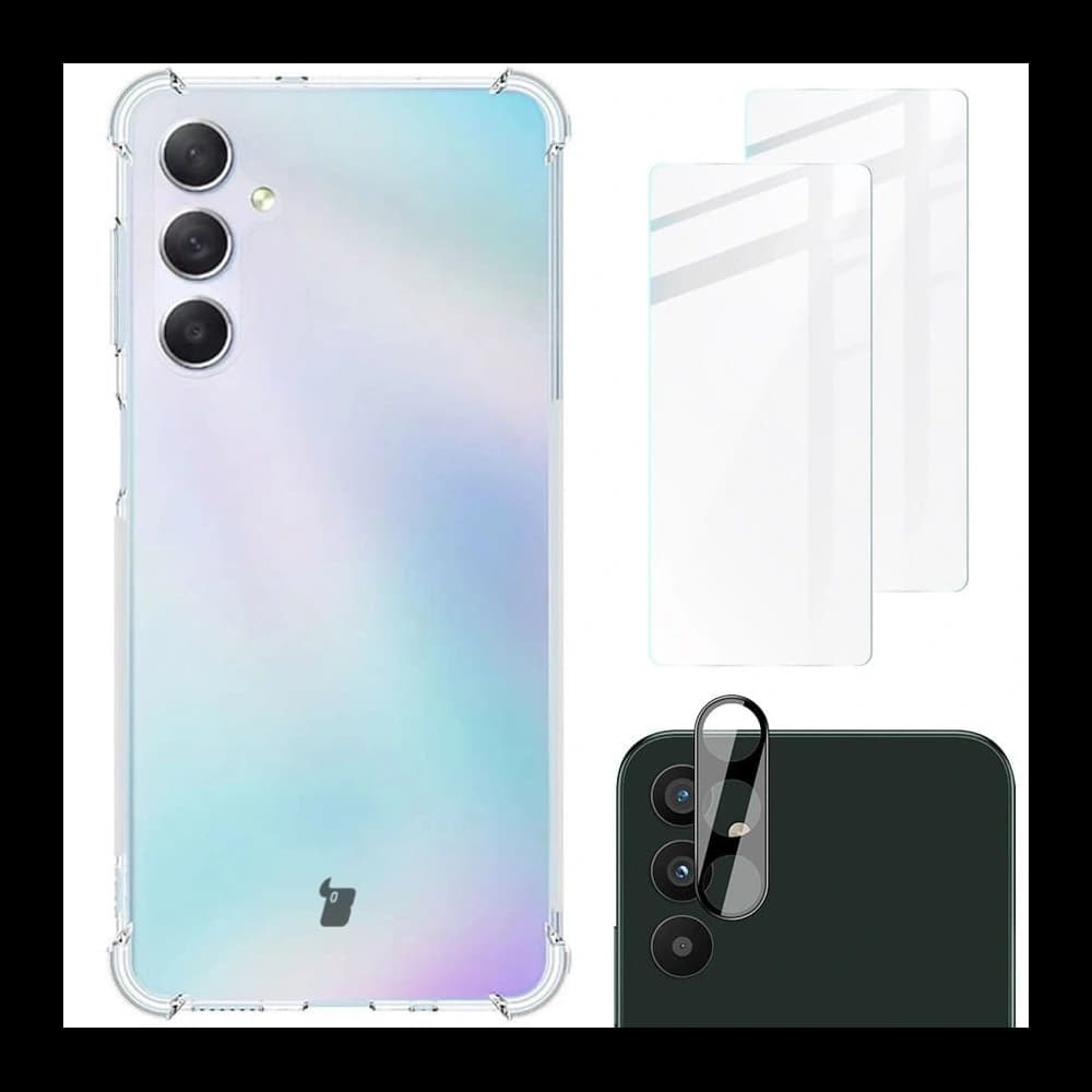 Bizon Case Clear Pack case + 2x screen glass + lens glass Samsung Galaxy M54 5G clear - 1