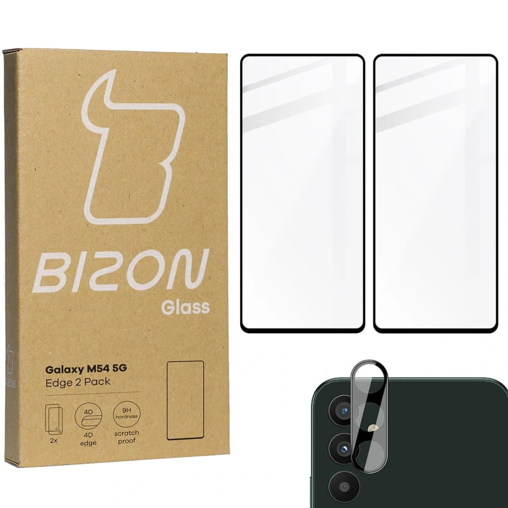 BIZON Edge 2 Pack 2x Bildschirmglas + Kameraglas Samsung Galaxy M54 5G - 1