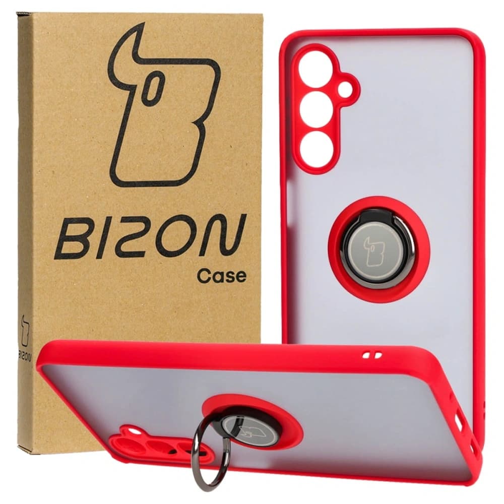 Bizon Case Hybrid Ring Samsung Galaxy M54 5G rauchig mit einem roten Rahmen - 1