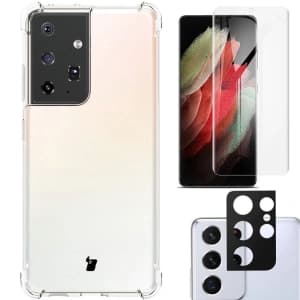 Bizon Case Clear Pack case + 2x screen film + lens protector Samsung Galaxy S21 Ultra clear