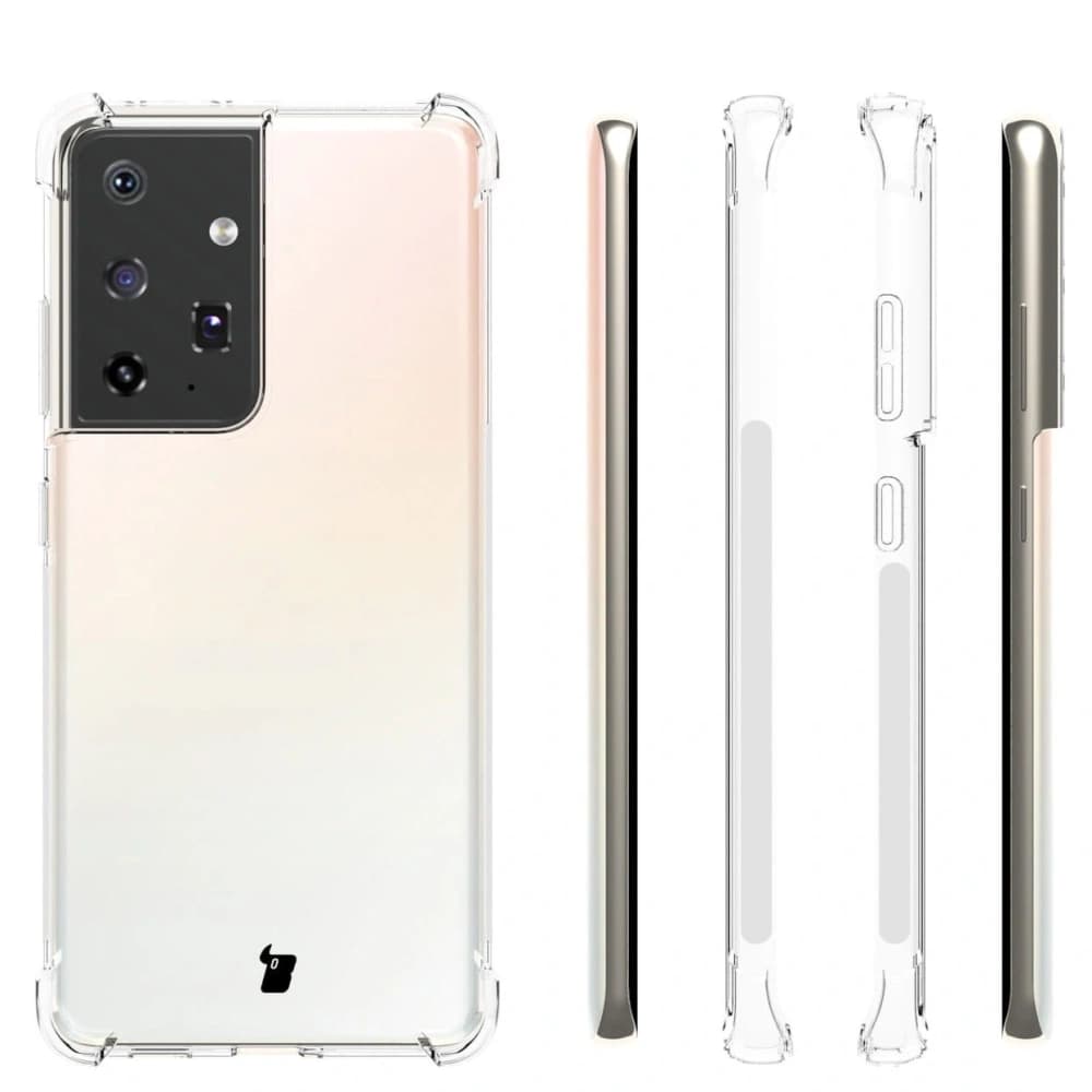 Bizon Case Clear Pack Hülle + 2x Bildschirmfolie + Linsenschutz Samsung Galaxy S21 Ultra klar - 4