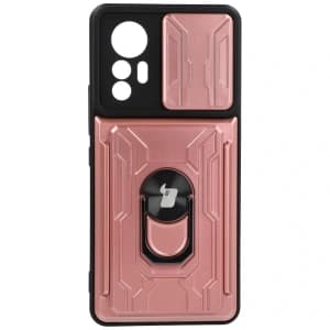 Bizon Case Camshield Card Slot Ring Xiaomi 12 Lite roz deschis
