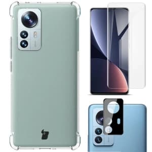 Bizon Case Clear Pack tok + 2x kijelzőfólia + lencsevédő Xiaomi 12 Pro átlátszó