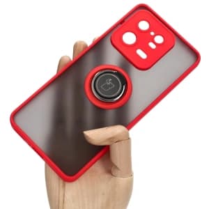 Bizon Case Hybrid Ring Xiaomi 13 Pro smoky with a red frame