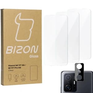 Sklo tvrzené Bizon Glass Clear - 3 ks + objektiv Xiaomi 11T 5G / 11T Pro 5G