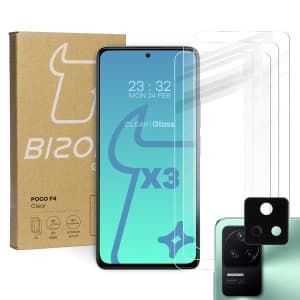 Bizon Glass Clear tempered glass - 3 pcs. + lens glass Xiaomi Poco F4