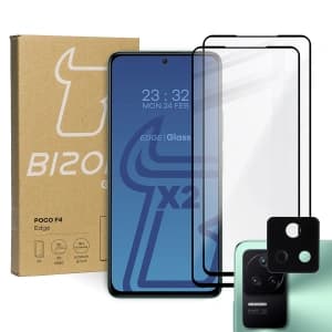 Bizon Glass Edge tempered glass - [2 PACK] + lens protection Xiaomi Poco F4 black