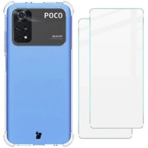Bizon Case Clear Pack Hülle + 2x Schutzglas Xiaomi Poco M4 Pro 4G klar