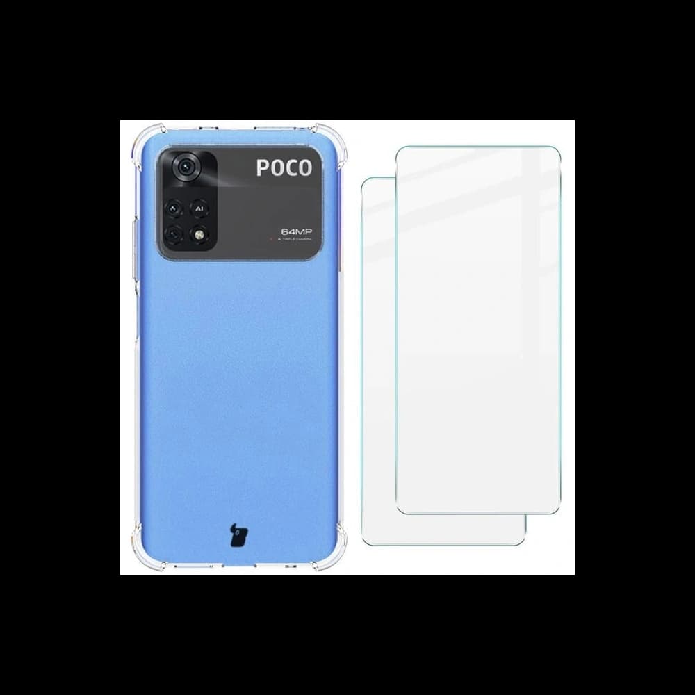 Bizon Case Clear Pack case + 2x screen glass Xiaomi Poco M4 Pro 4G clear - 1