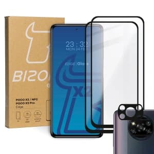 Bizon Glass Edge tempered glass - [2 PACK] + lens protection Xiaomi Poco X3 / NFC / PRO black
