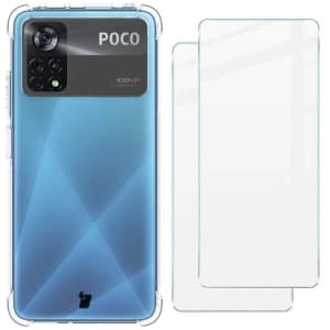 Bizon Case Clear Pack Hülle + 2x Bildschirmglas Xiaomi Poco X4 Pro 5G klar