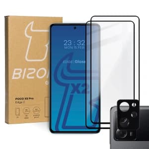 2x Displayschutzglas + Kameraglas BIZON Edge 2 für Poco X5 Pro