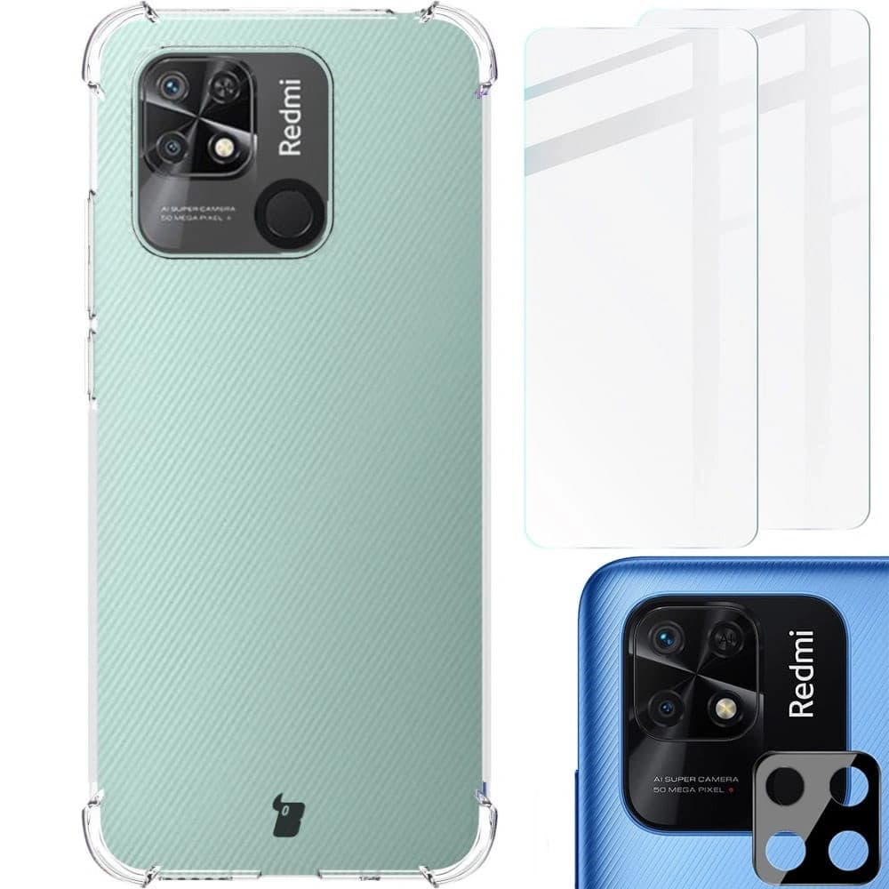 Bizon Case Clear Pack case + 2x screen glass + lens glass Xiaomi Poco C40/Redmi 10C clear - 1
