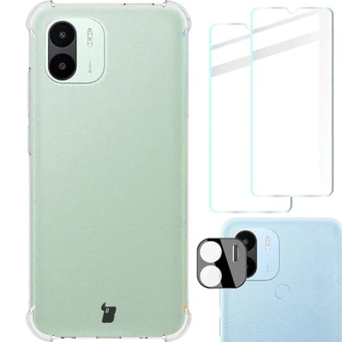 Bizon Case Clear Pack case + 2x screen glass + lens glass Xiaomi Redmi A1 clear