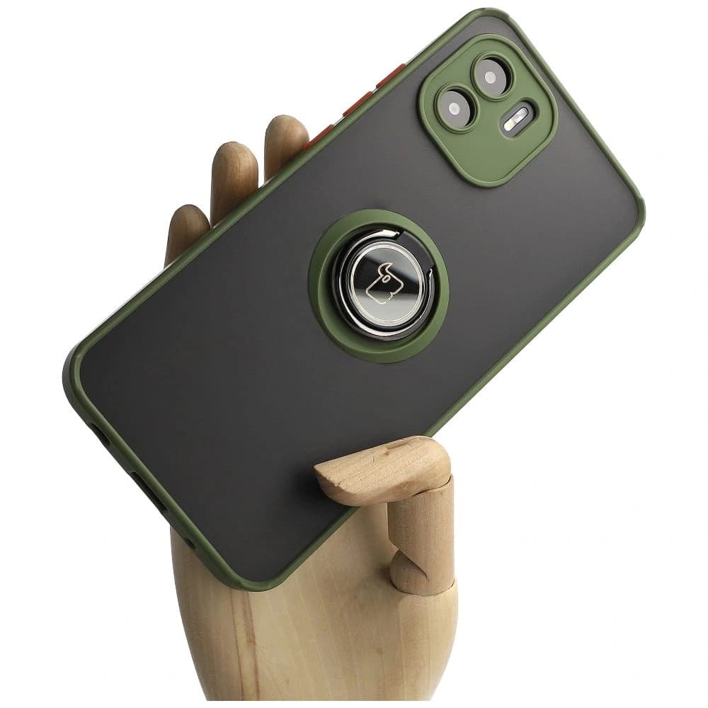 Bizon Case Hybrid Ring Xiaomi Redmi A1 smoky with a green frame - 1