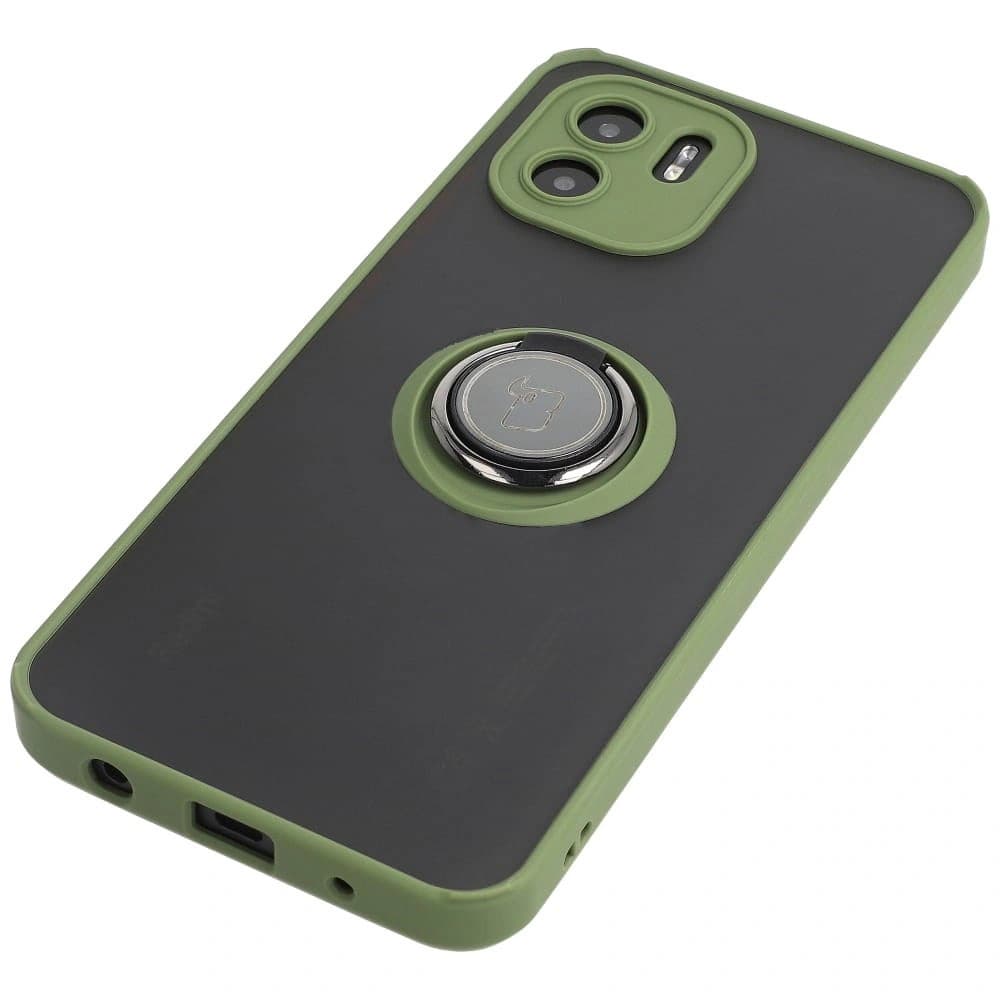 Bizon Case Hybrid Ring Xiaomi Redmi A1 smoky with a green frame - 4