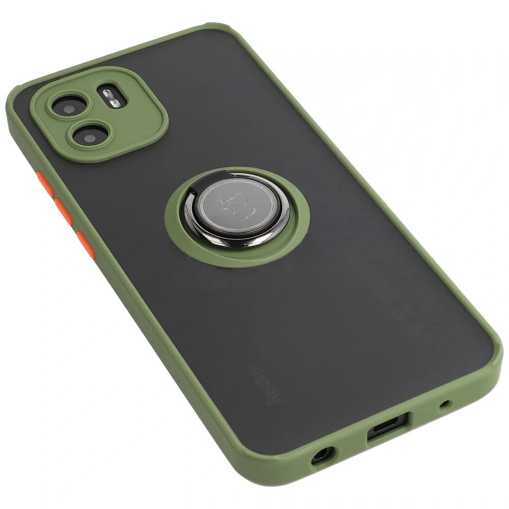 Bizon Case Hybrid Ring Xiaomi Redmi A1 smoky with a green frame - 5