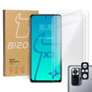 Bizon Glass Clear tempered glass - 3 pcs. + lens glass Redmi Note 10 Pro