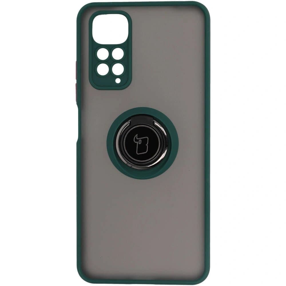 Bizon Case Hybrid Ring Xiaomi Redmi Note 11 / 11S 4G rauchig mit einem dunkelgrünen Rahmen - 2