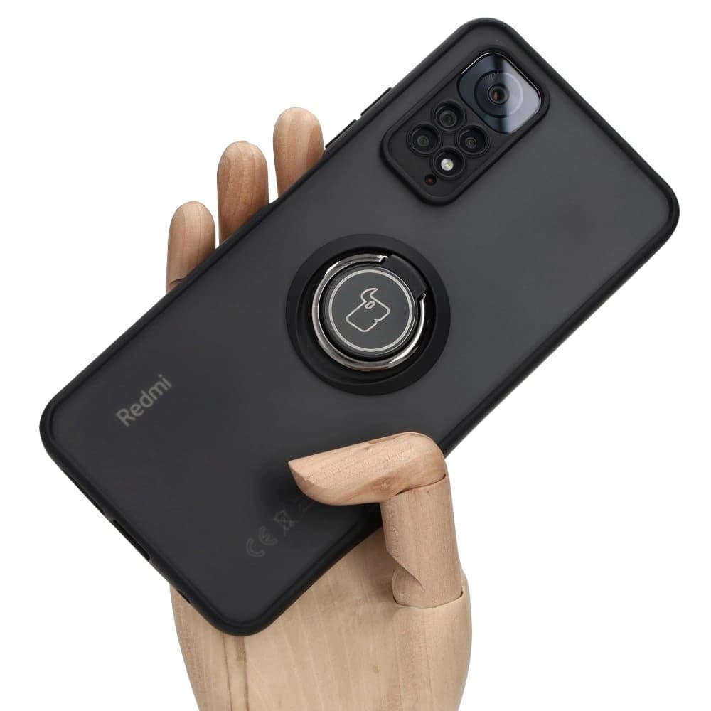 Bizon Case Hybrid Ring Xiaomi Redmi Note 11 / 11S 4G rauchig mit einem schwarzen Rahmen - 1