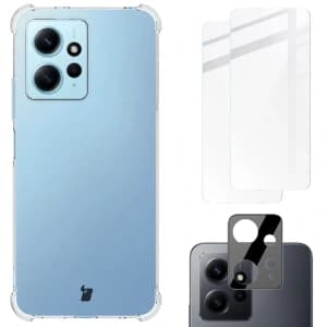 Bizon Case Clear Pack Hülle + 2x Bildschirmglas + Linsenglas Xiaomi Redmi Note 12 4G klar