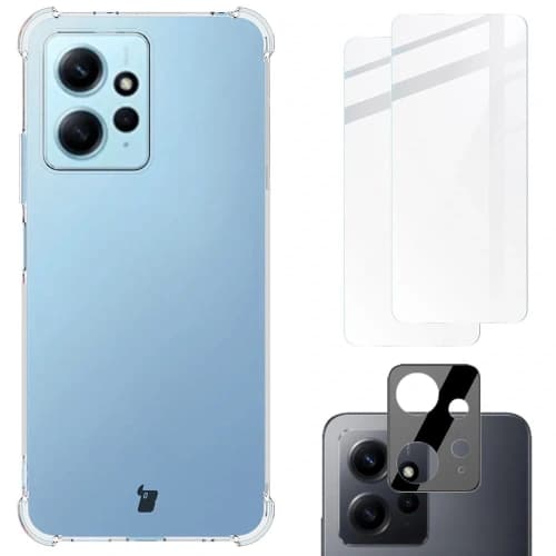 Bizon Case Clear Pack case + 2x screen glass + lens glass Xiaomi Redmi Note 12 4G clear