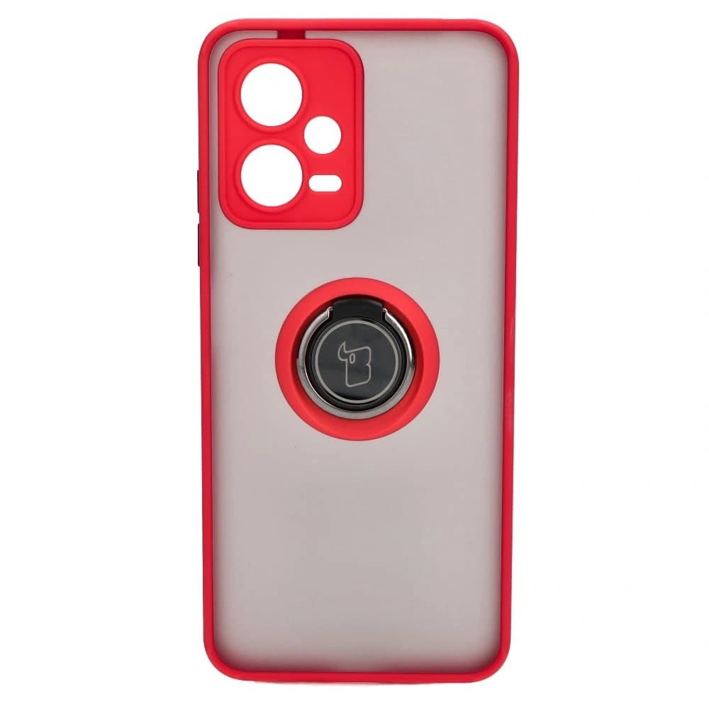 Bizon Case Hybrid Ring Xiaomi Poco X5 / Redmi Note 12 5G rauchig mit rotem Rahmen - 2