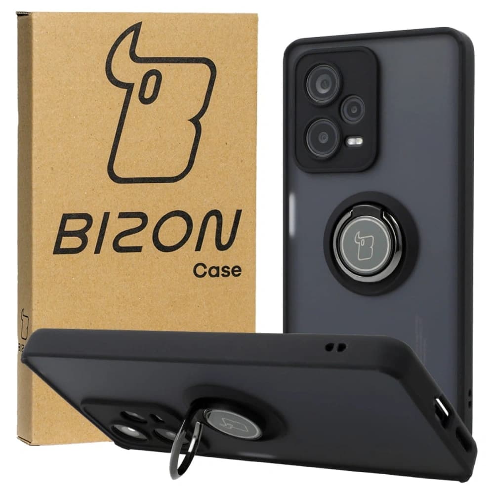 Bizon Case Hybrid Ring Xiaomi Redmi Note 12 Pro+ 5G rauchig mit einem schwarzen Rahmen - 1