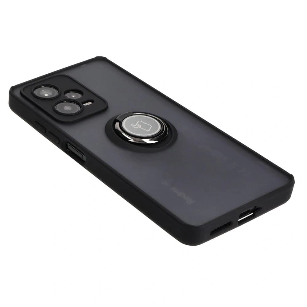 Bizon Case Hybrid Ring Xiaomi Redmi Note 12 Pro+ 5G rauchig mit einem schwarzen Rahmen - 4