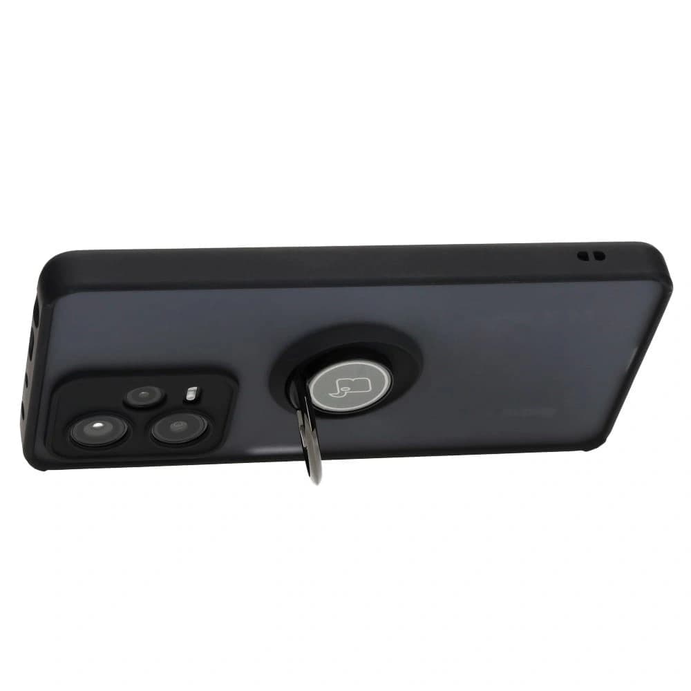 Bizon Case Hybrid Ring Xiaomi Redmi Note 12 Pro+ 5G rauchig mit einem schwarzen Rahmen - 5