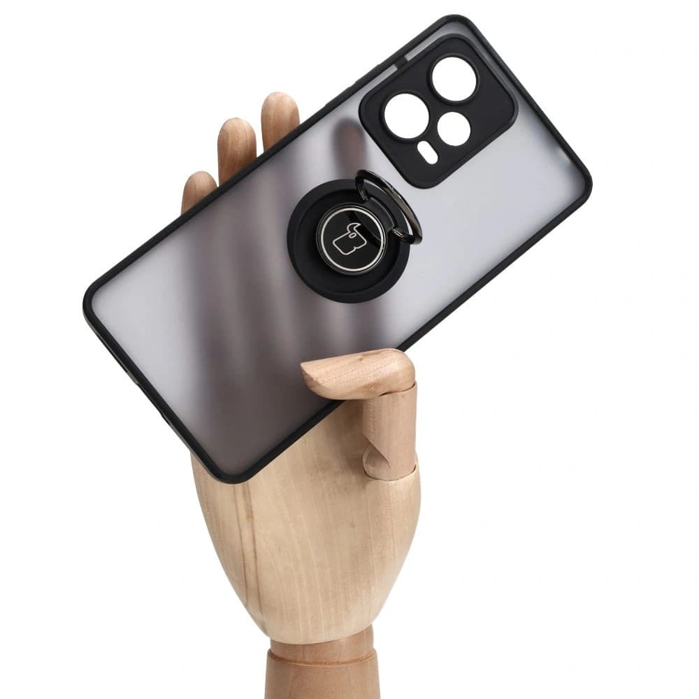 Bizon Case Hybrid Ring Xiaomi Redmi Note 12 Pro+ 5G rauchig mit einem schwarzen Rahmen - 7