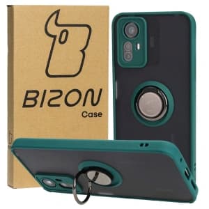Bizon Case Hybrid Ring Xiaomi Redmi Note 12S smoky with a dark green frame