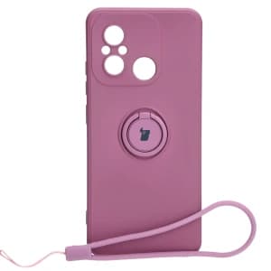 Etui Bizon Case Silicone Ring Sq do Xiaomi Redmi 12C tmavě fialové