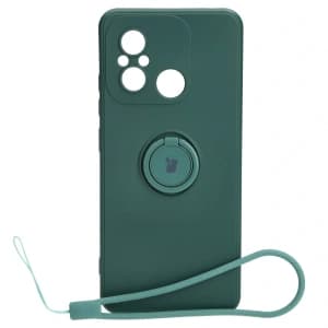 Etui Bizon Case Silicone Ring Sq do Xiaomi Redmi 12C tmavě zelené