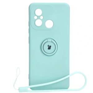 Etui Bizon Case Silicone Ring Sq do Xiaomi Redmi 12C tyrkysové